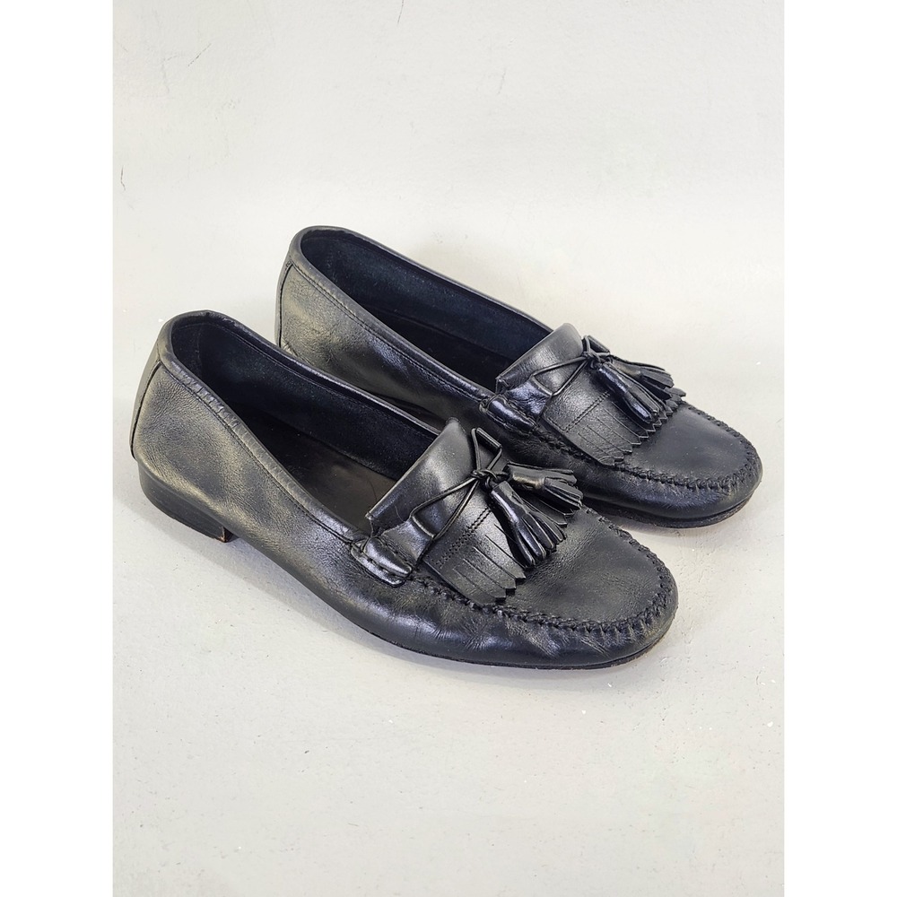 Vintage Salvatore Ferragamo Tassel Loafers Men 10.5 EE Black Kiltie Leather